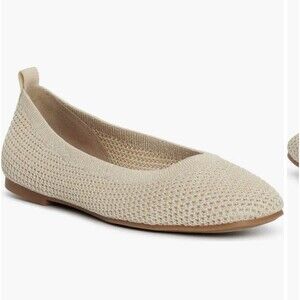 Lucky Brand Daneric Ballet Flat Sz 9.5 Fossilized Drk Tan Khaki Washable Square
